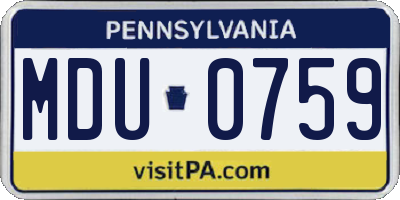 PA license plate MDU0759