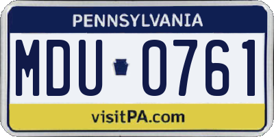 PA license plate MDU0761