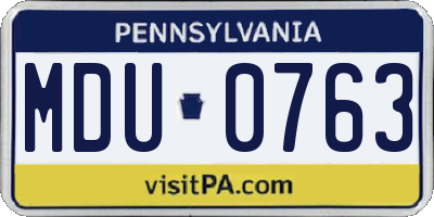PA license plate MDU0763