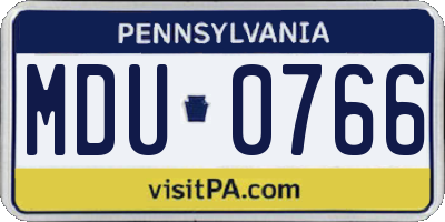 PA license plate MDU0766