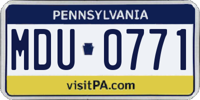PA license plate MDU0771