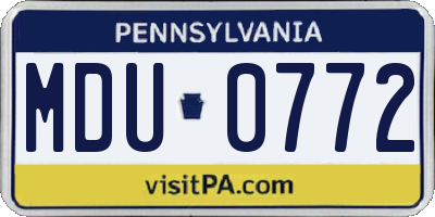 PA license plate MDU0772