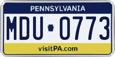 PA license plate MDU0773
