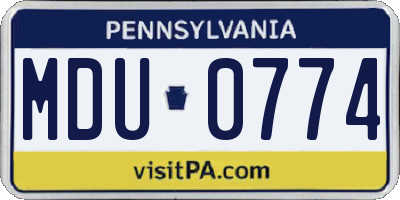 PA license plate MDU0774