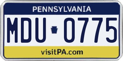 PA license plate MDU0775