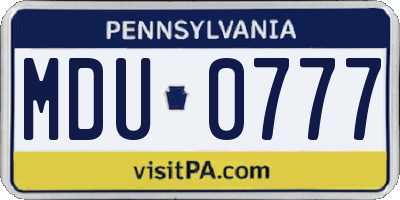 PA license plate MDU0777