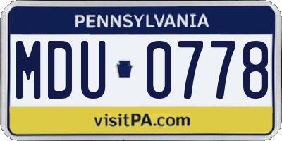 PA license plate MDU0778
