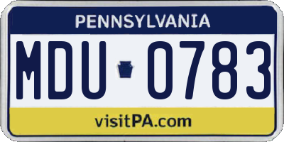 PA license plate MDU0783
