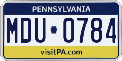 PA license plate MDU0784