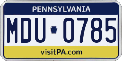 PA license plate MDU0785
