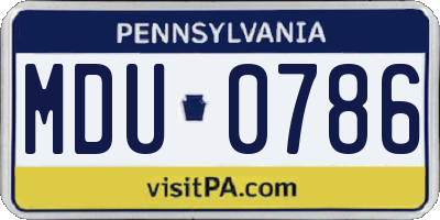 PA license plate MDU0786