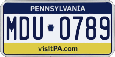 PA license plate MDU0789