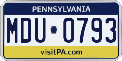 PA license plate MDU0793