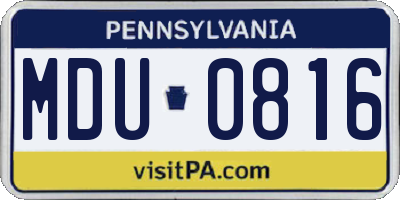 PA license plate MDU0816