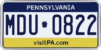 PA license plate MDU0822