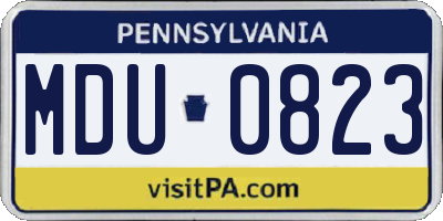 PA license plate MDU0823