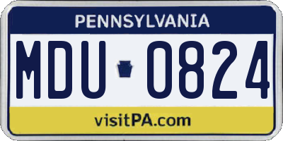 PA license plate MDU0824