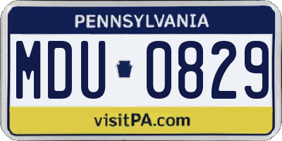 PA license plate MDU0829