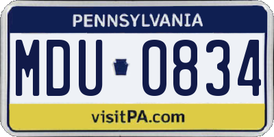 PA license plate MDU0834