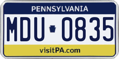 PA license plate MDU0835