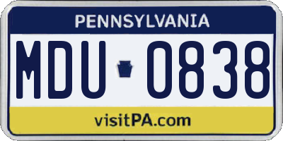 PA license plate MDU0838