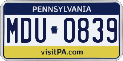 PA license plate MDU0839