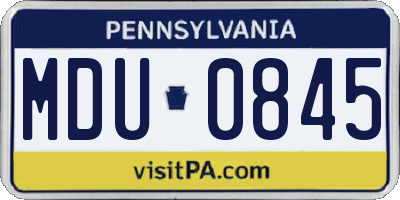 PA license plate MDU0845