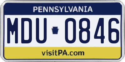 PA license plate MDU0846