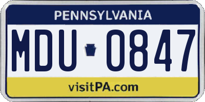 PA license plate MDU0847