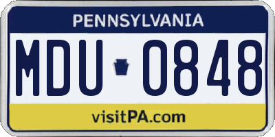 PA license plate MDU0848