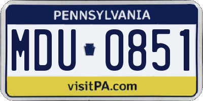 PA license plate MDU0851