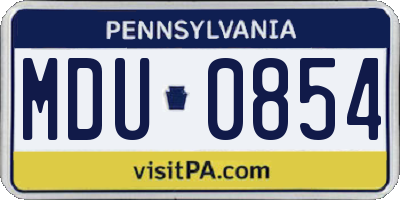 PA license plate MDU0854