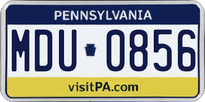 PA license plate MDU0856