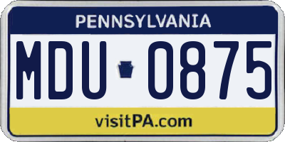 PA license plate MDU0875