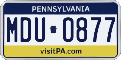 PA license plate MDU0877