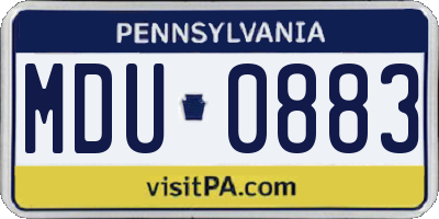 PA license plate MDU0883
