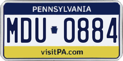 PA license plate MDU0884