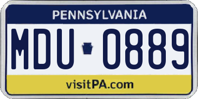 PA license plate MDU0889