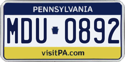 PA license plate MDU0892