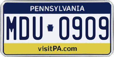 PA license plate MDU0909