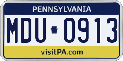 PA license plate MDU0913
