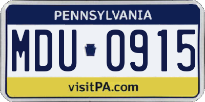 PA license plate MDU0915