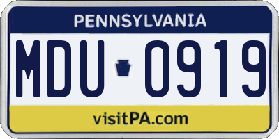 PA license plate MDU0919