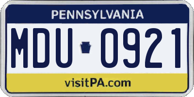 PA license plate MDU0921
