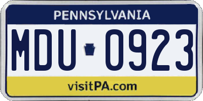 PA license plate MDU0923