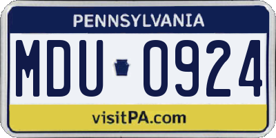 PA license plate MDU0924