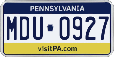 PA license plate MDU0927
