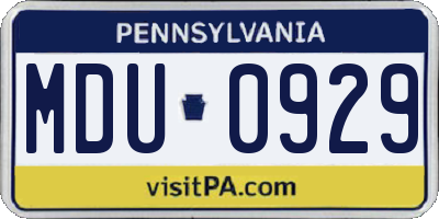 PA license plate MDU0929