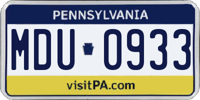 PA license plate MDU0933