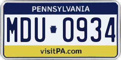 PA license plate MDU0934